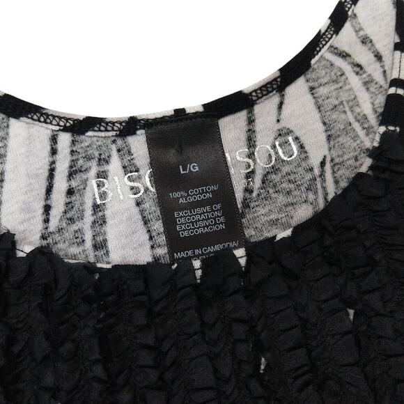 Vintage Y2K Bisou Bisou Animal Print Going Out Top Size L NWT Black White Ruffle - Picture 3 of 5